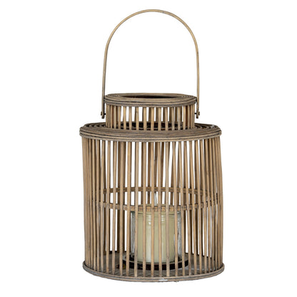 Cylinder Wicker Lantern With Glass Holder