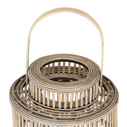 Cylinder Wicker Lantern With Glass Holder