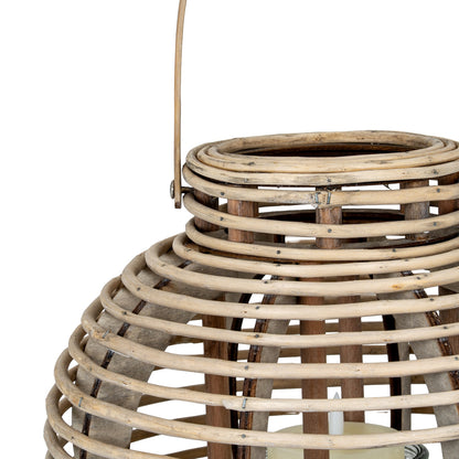 Large Round Willow Lantern With Glass Holder