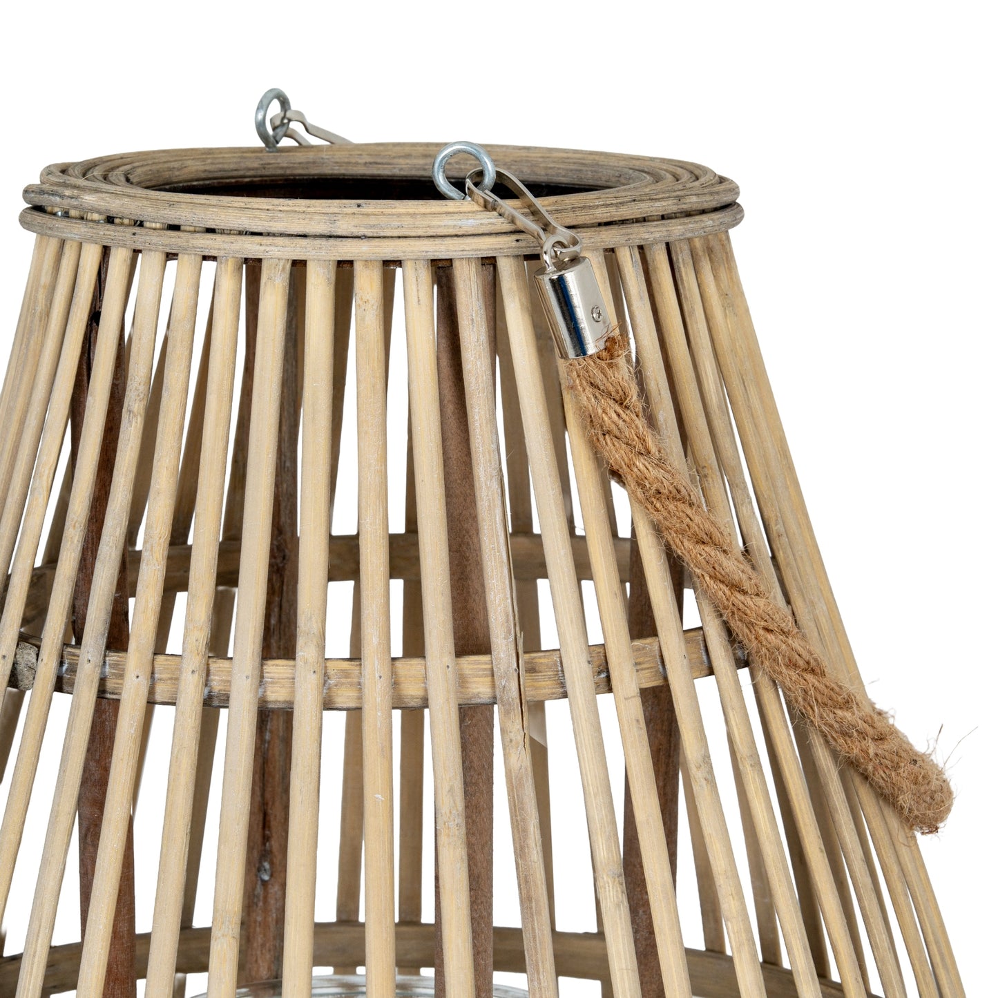 Large Ellipse Wicker Lantern With Glass Holder
