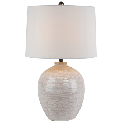 Chevronne Ceramic Table Lamp With Linen Shade
